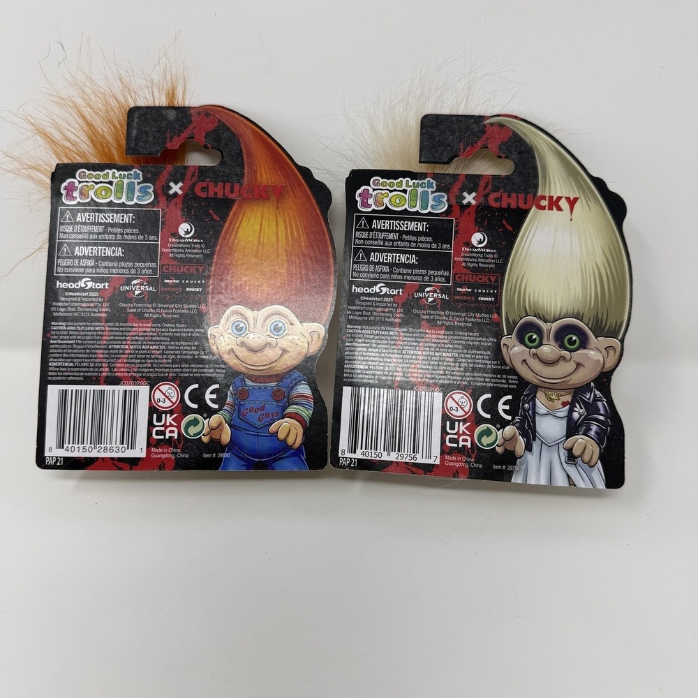 Good Luck Trolls X Chucky Chucky & Tiffany Figure Set 2pc Toy New Multicolor - Picture 4 of 6